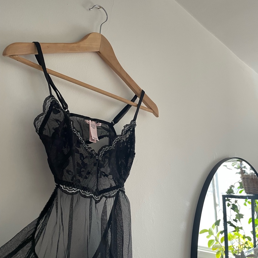 Victoria's Secret Black Sheer Babydoll Lingerie Coquette Y2K Slip Dress XS - Picture 4 of 8